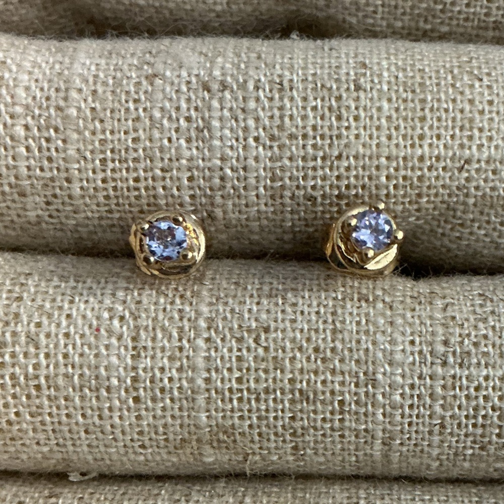 Gold and Blue Stud Earrings